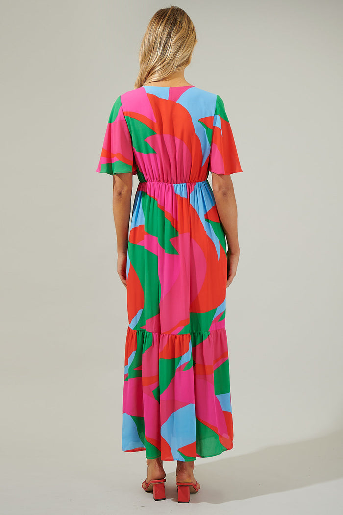 Milton Abstract Pismo Button Down Flutter Maxi Dress