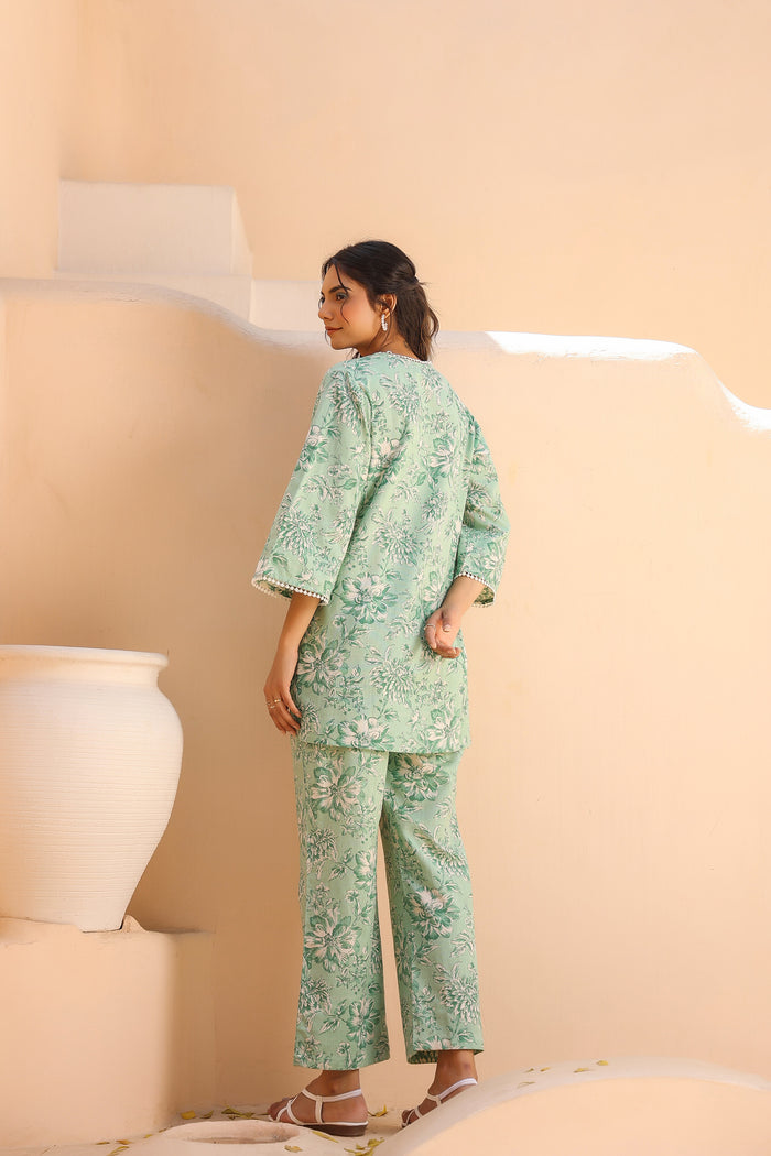 Mint Floral Cotton Flex Co-ord Set