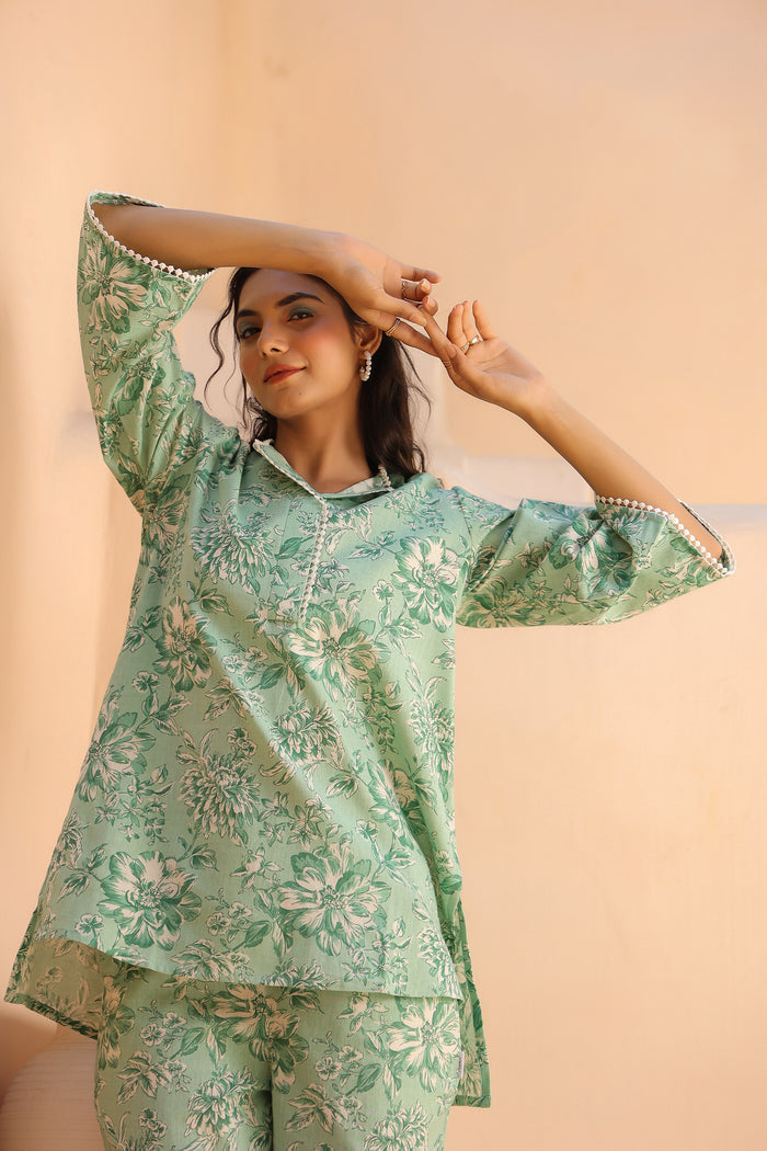 Mint Floral Cotton Flex Co-ord Set