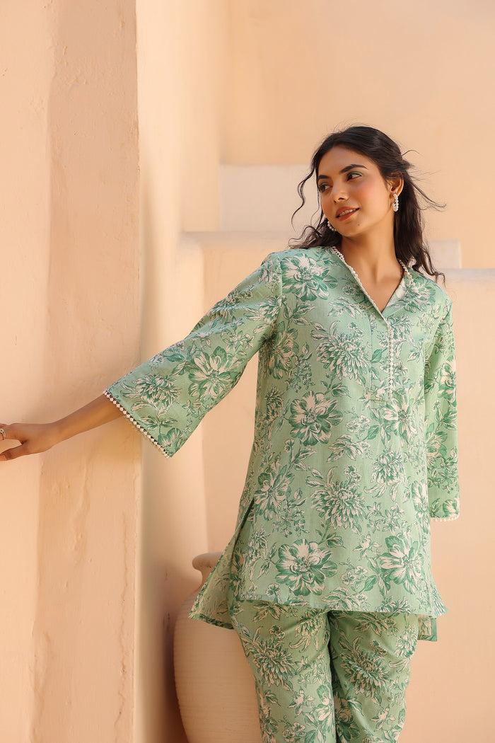 Mint Floral Cotton Flex Co-ord Set