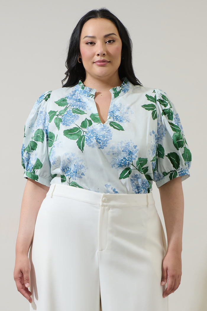 Mirla Floral Terri Puff Sleeve Top Curve