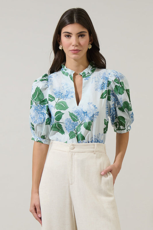 Mirla Floral Terri Puff Sleeve Top