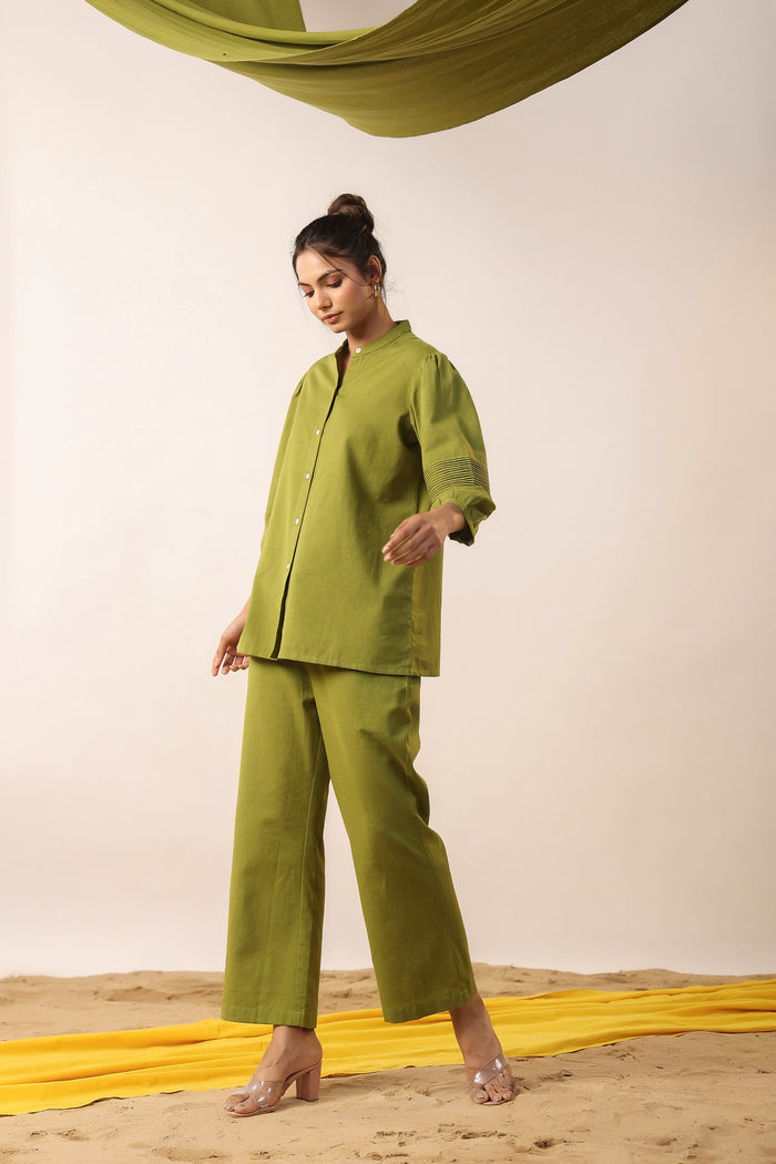 Moss Green Cotton Flex Co-ord Set