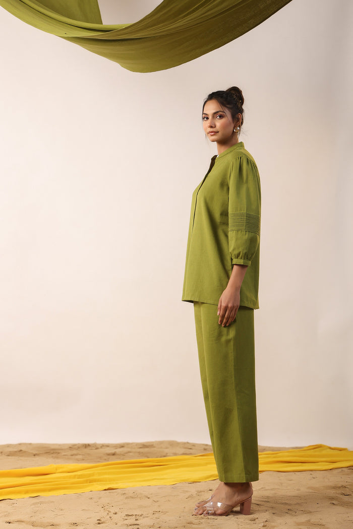Moss Green Cotton Flex Co-ord Set