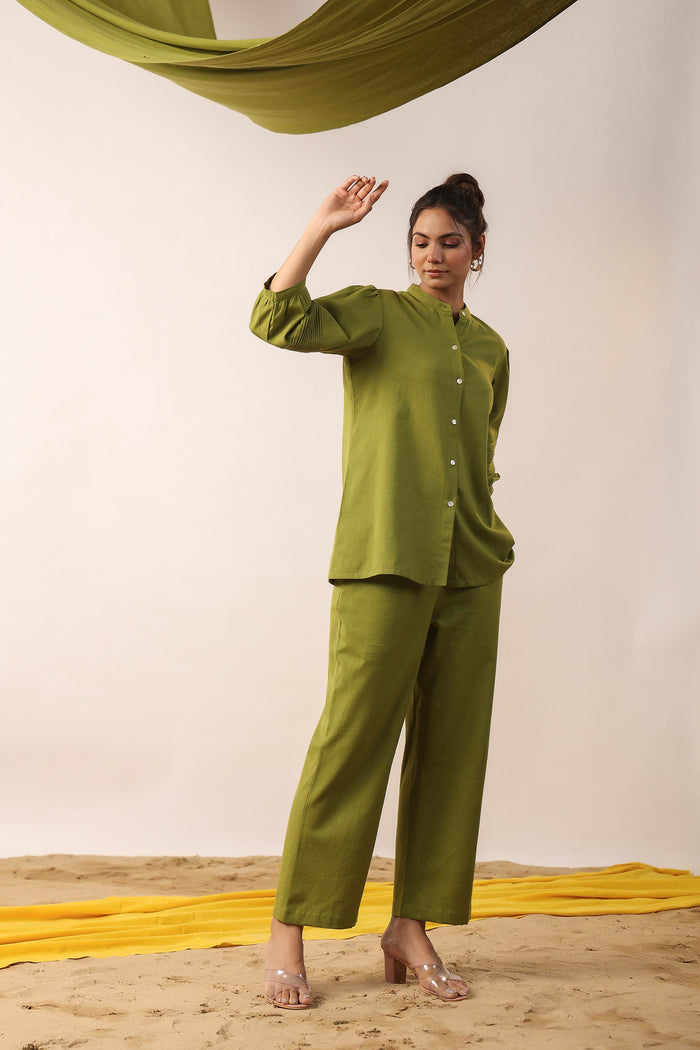Moss Green Cotton Flex Co-ord Set