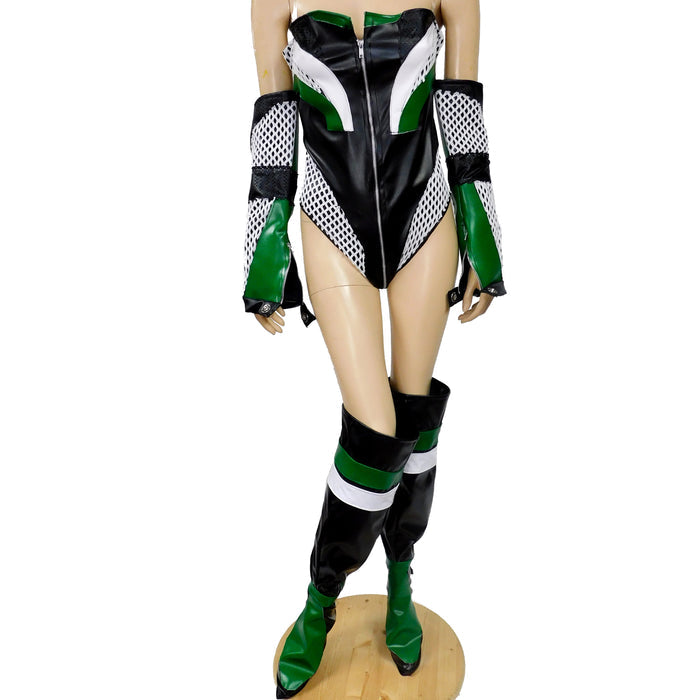 Motorsport Leather Bodysuit with Sleeves and Boot Covers Costume
