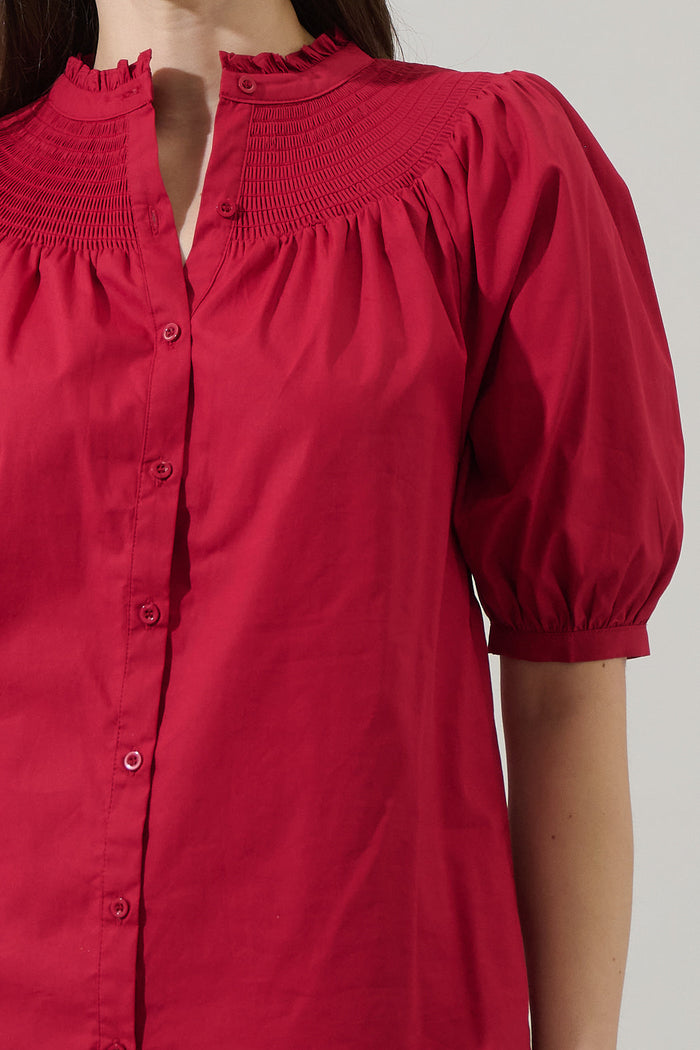 Narris Blossom Smocked Mock Neck Top