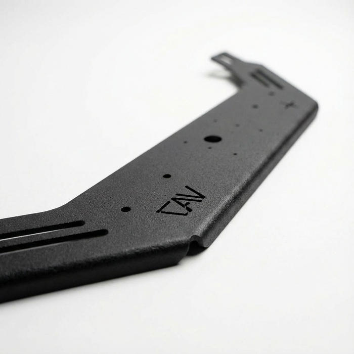 Close-up of the CAV NAV-Mount V2 bracket with precision-cut mounting holes.