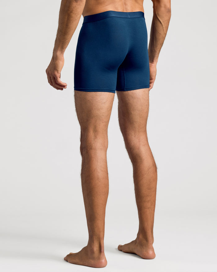 Navy Boxer Briefs W/ Fly 12-Pack, back view on male model.