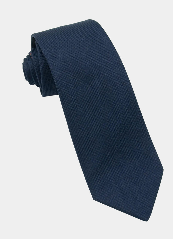 Navy Solid Silk Neck Tie - 15134-83646 - Hammer Made