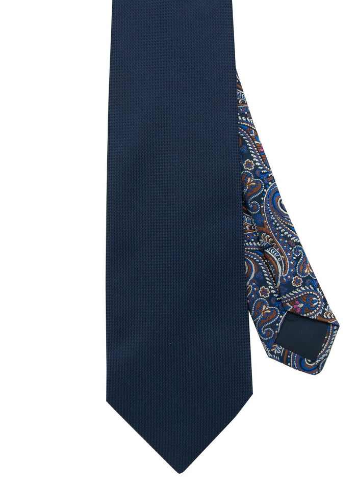 Navy Solid Silk Neck Tie - 15134-83646 - Hammer Made