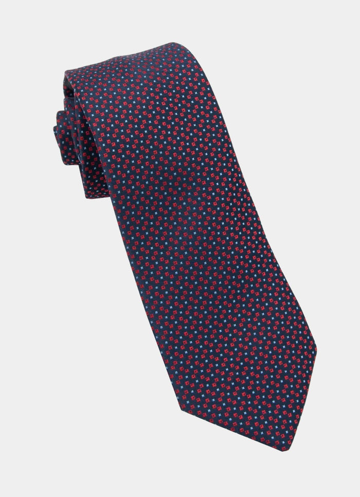 Navy/Red Micro Silk Neck Tie - 15134-83639 - Hammer Made