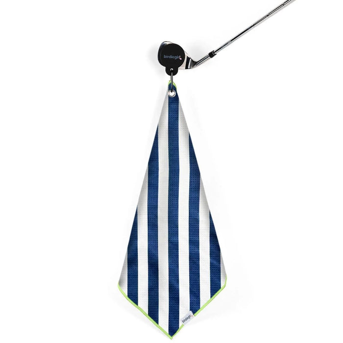 New Birdie Girl Navy Stripe Magnetic Golf Towel