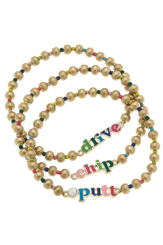 New Canvas Style Drive, Chip Putt Rainbow Stretch Bracelet Set