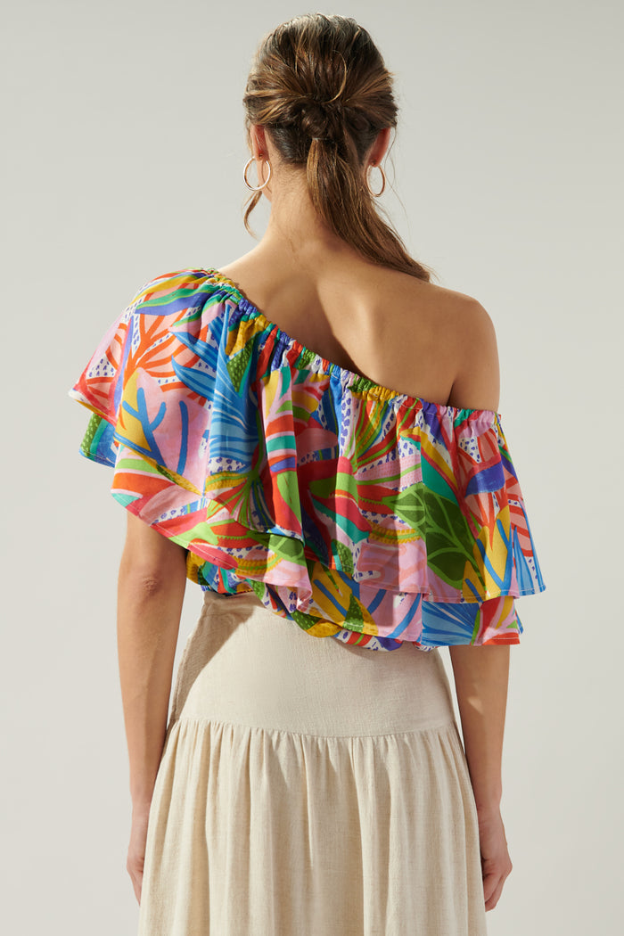 New Guinea Charmer One Shoulder Ruffle Top