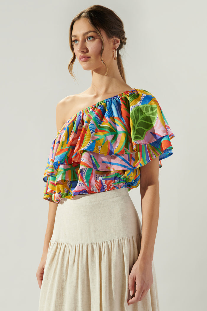 New Guinea Charmer One Shoulder Ruffle Top