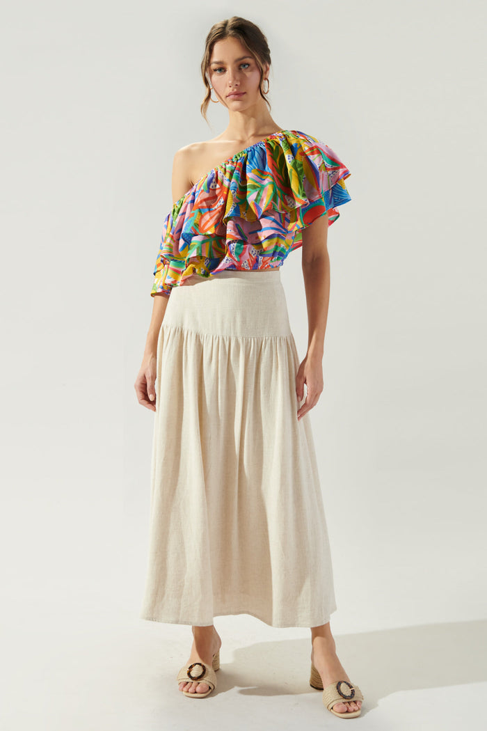 New Guinea Charmer One Shoulder Ruffle Top