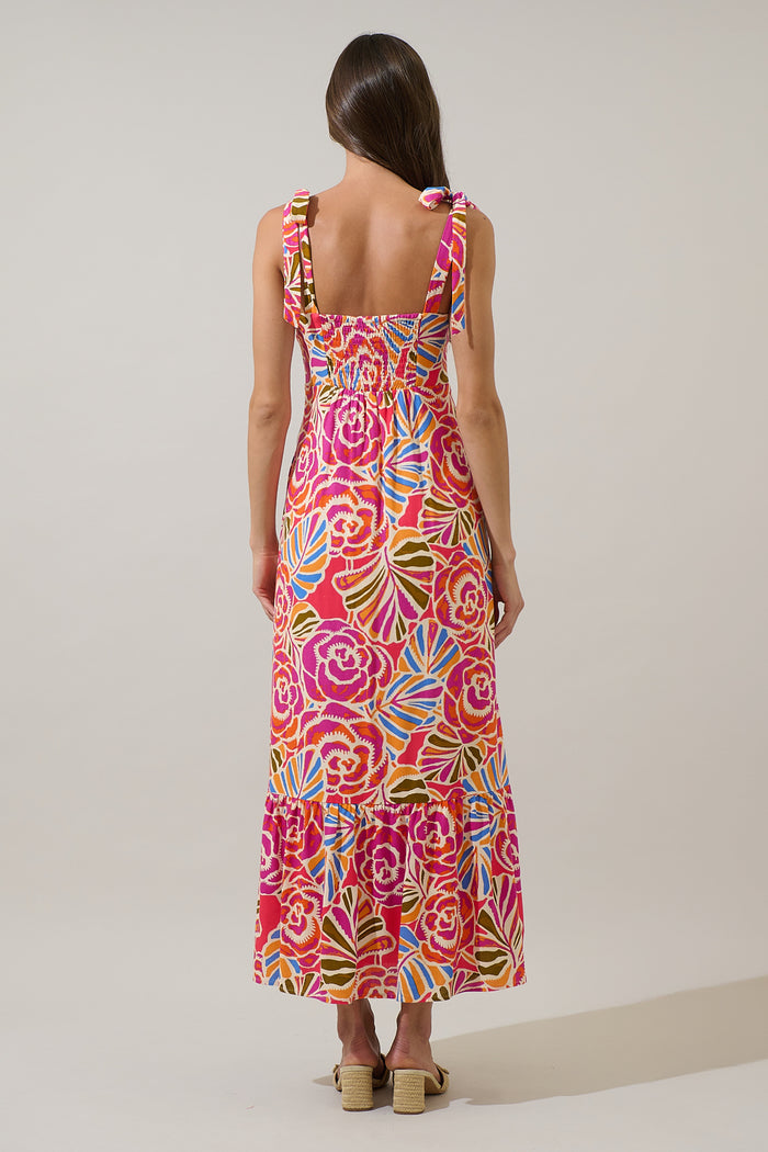 Nomi Floral Hendy Shoulder Tie Maxi Dress