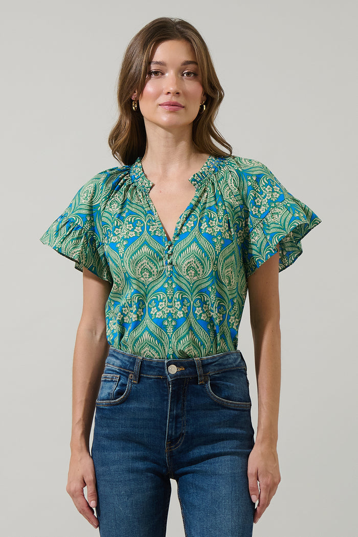 Nyra Paisley Macy Ruffle Top