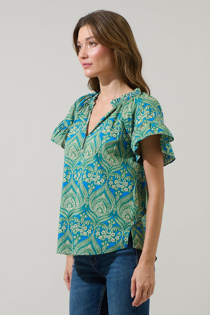 Nyra Paisley Macy Ruffle Top