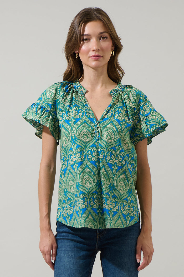 Nyra Paisley Macy Ruffle Top