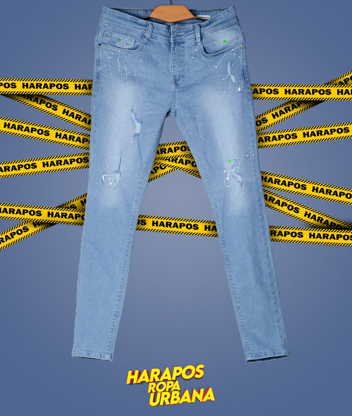 Pantalon Bershka jean celeste rasgado