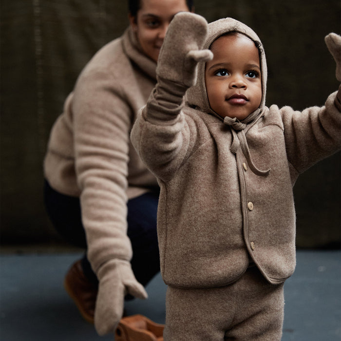 Penguin Kids Mittens - Merino Wool Fleece - Driftwood