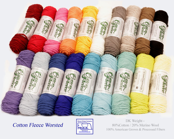 XS / S / Brown Sheep Co - Cotton Fleece Worsted / PRE-ORDER any 2 colors
