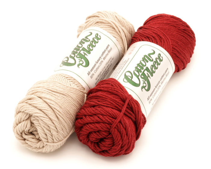 XS / S / Brown Sheep Co - Cotton Fleece Worsted / Vintage Linen & Salmon Berry