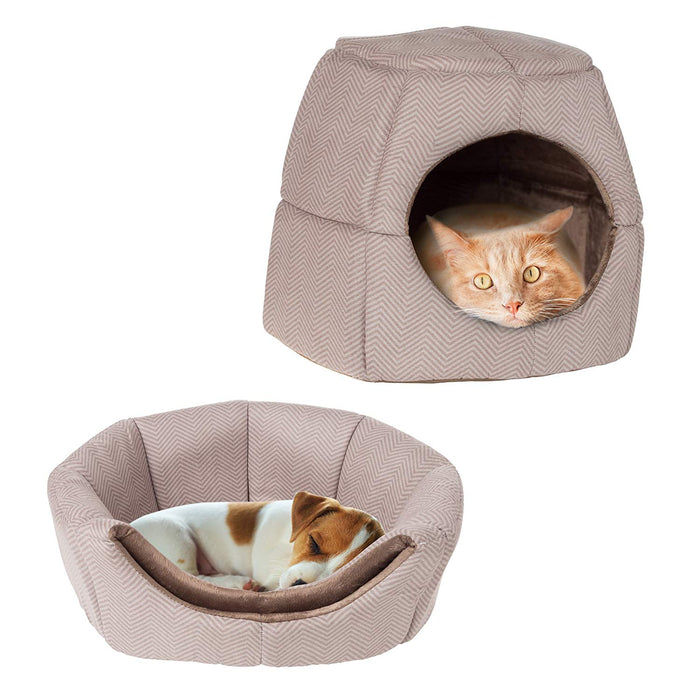 PETMAKER 2 en 1 Convertible Cama para Mascotas, Estampado marrón