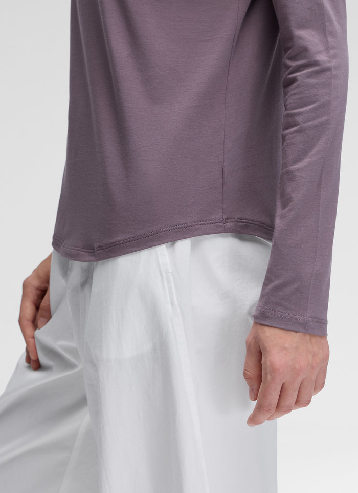 CRZ YOGA Women's Yoga Classic Fit Tops Pima Cotton Workout Long Sleeve purple gray
