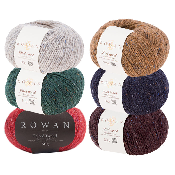 42 / Rowan - Felted Tweed DK / Clay Pine Scarlet Cinnamon Seafarer & Treacle