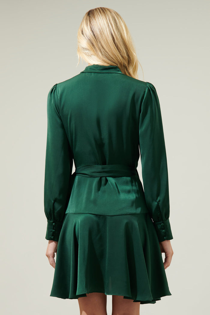 Pirouette Satin Wrap Dress