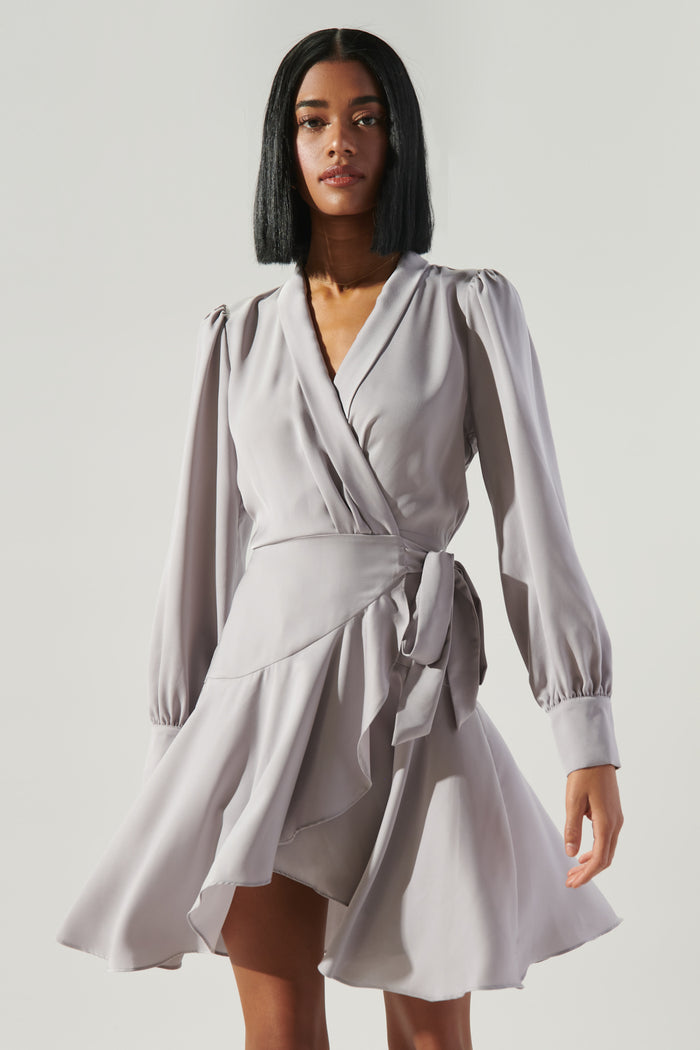 Pirouette Satin Wrap Dress