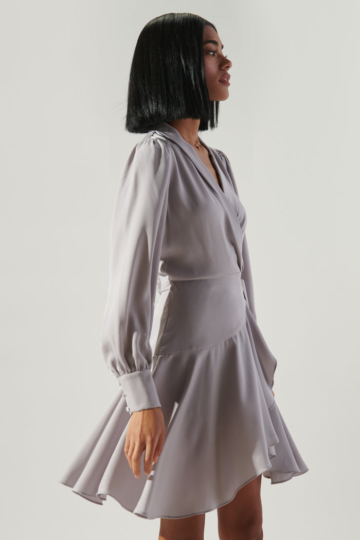 Pirouette Satin Wrap Dress