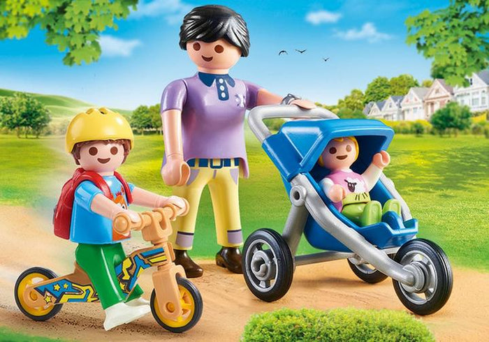 Playmobil 70284 Mother Children Boy Baby Stroller Scooter