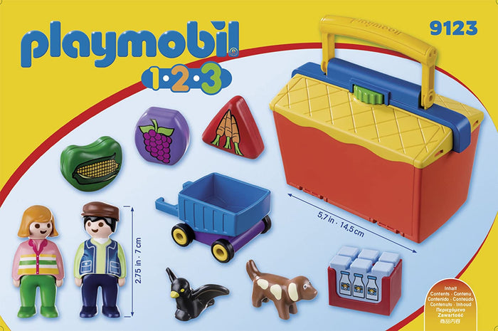 Playmobil 9123 1.2.3 Take Along Market Stall with Carry Handle and Shape Sorting new in box