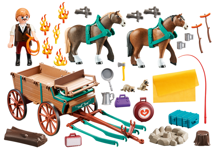 Playmobil DreamWorks Spirit 9477 Lucky's Dad and Wagon