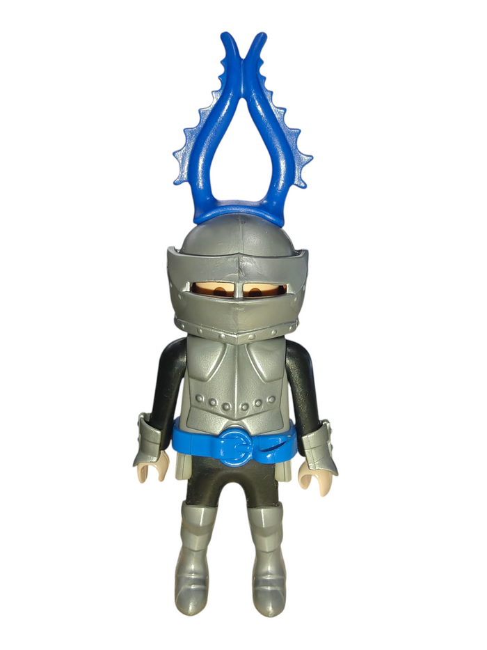 Playmobil Knight 30 02 3280 & 30 02 3290 Silver Helmet with visor and Blue spiked Horns