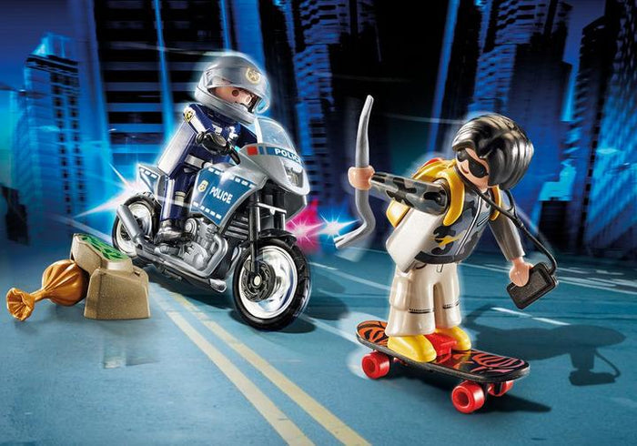 Playmobil Starter Pack Police Chase with motorbike and skateboard