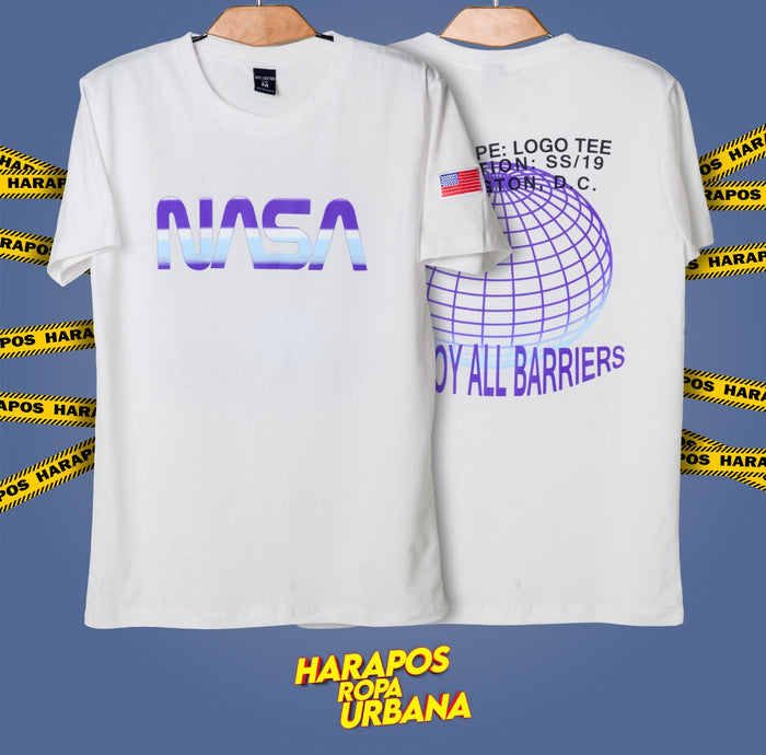 Polera nasa blanca diseños lilas