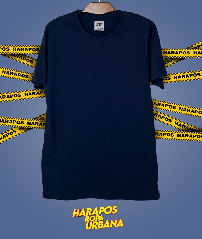 Polera zara basica azul
