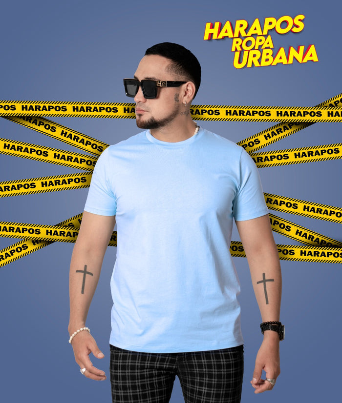 Polera zara basica celeste