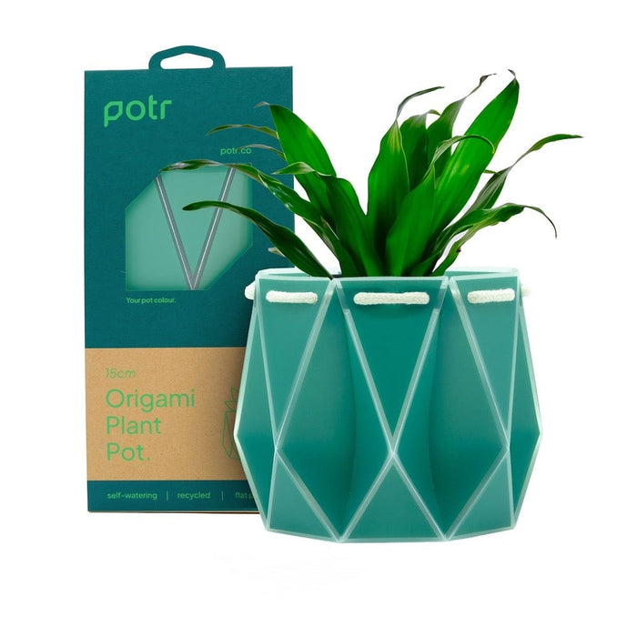 POTR Self Watering Origami Plant Pot - Aqua Blue &Keep