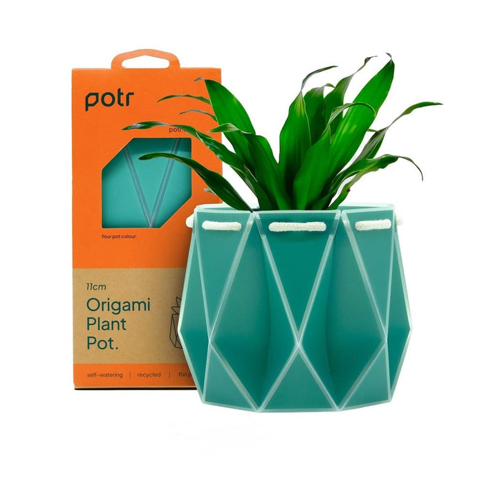 POTR Self Watering Origami Plant Pot - Aqua Blue &Keep