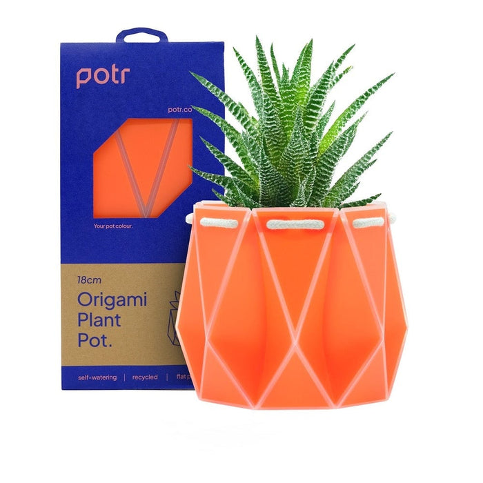 POTR Self Watering Origami Plant Pot - Coral &Keep