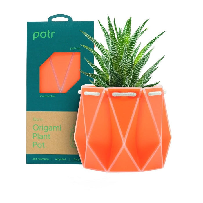 POTR Self Watering Origami Plant Pot - Coral &Keep