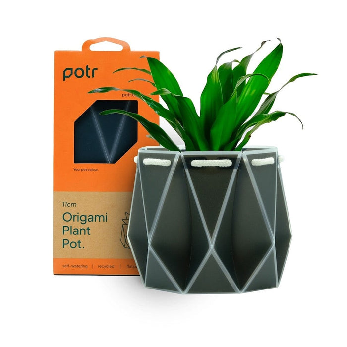POTR Self Watering Origami Plant Pot - Slate Grey &Keep