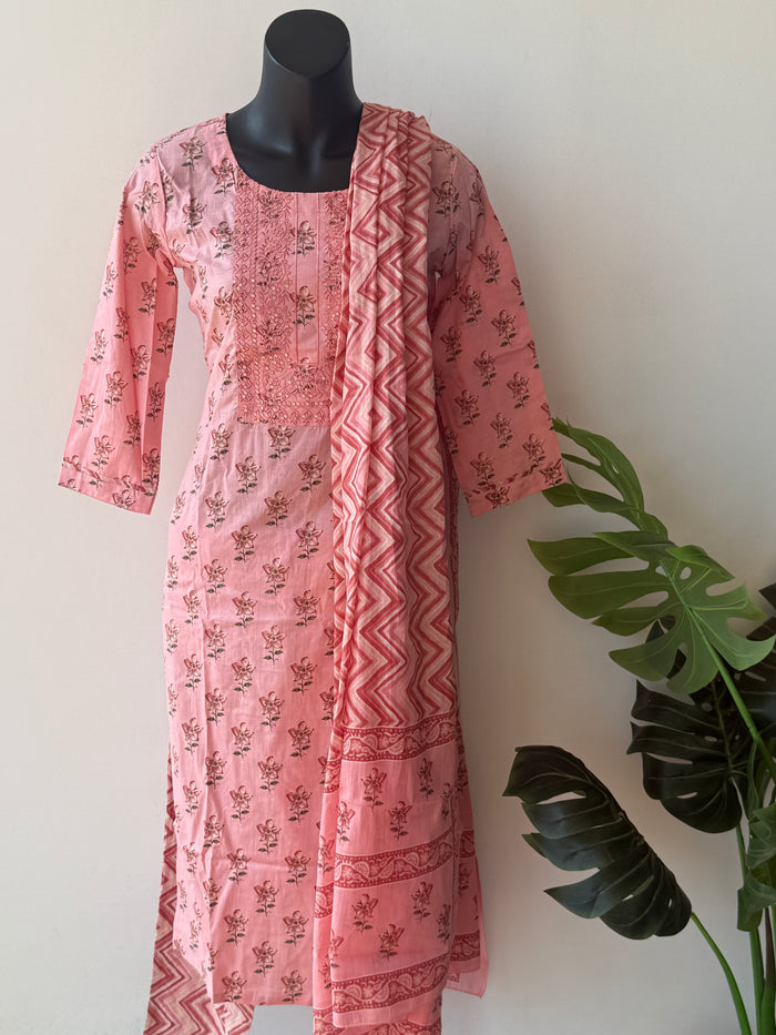 Printed cotton ready suit set