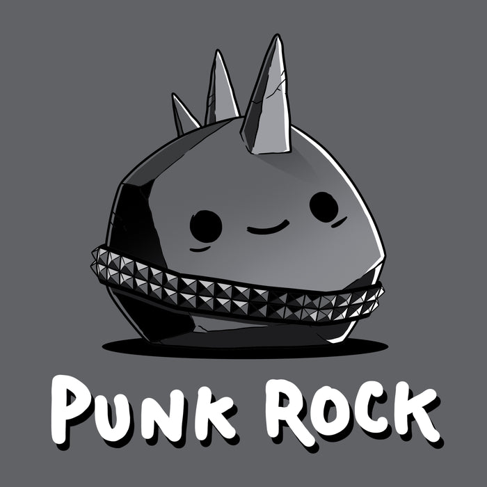 Premium Cotton T-shirt_TeeTurtle Punk Rock charcoal gray t-shirt featuring a rock with spikes and a studded belt.